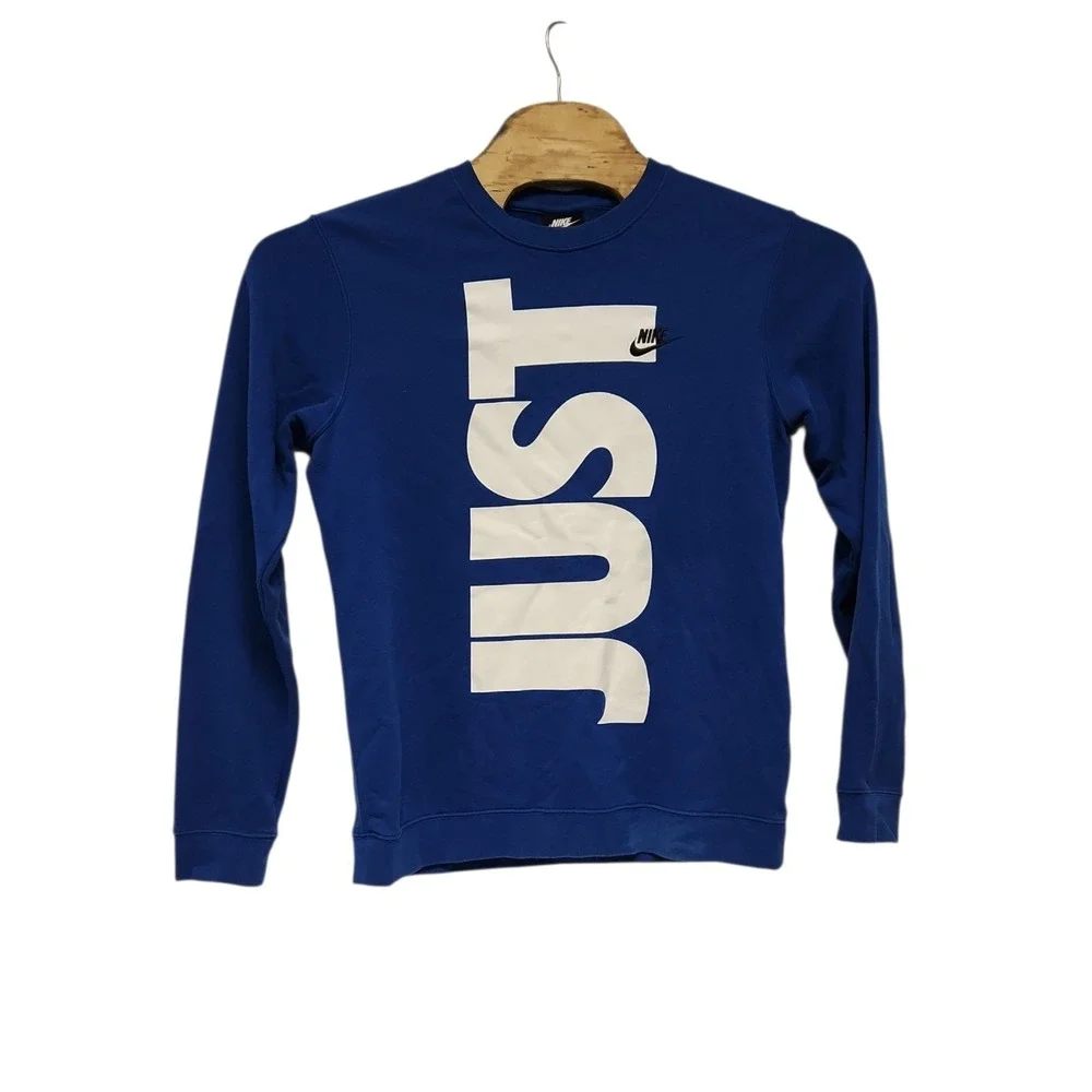 Crewneck JUST DO IT Swoosh Sweatshirt‎ Sz Medium Long Sleeve Royal Blue